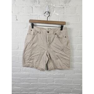 Talbots Women's High Rise Perfect Fit Shorts Flat Front Solid Cream Size 6